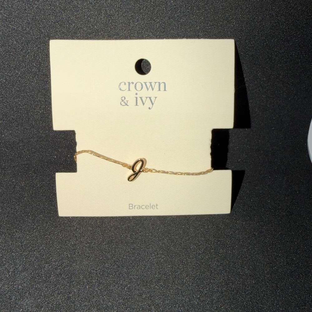 Crown & Ivy Gold J Letter Charm Bracelet